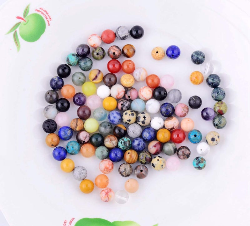 Cmidy Natural Stone Beads 100pcs Round Genuine Real Stone Beading Loose Gemstones Hole Size 1mm DIY Smooth Bead for Bracelet Necklace Earrings Jewelry Making (Natural Stone Beads Multicolor, 10mm) - Image 4